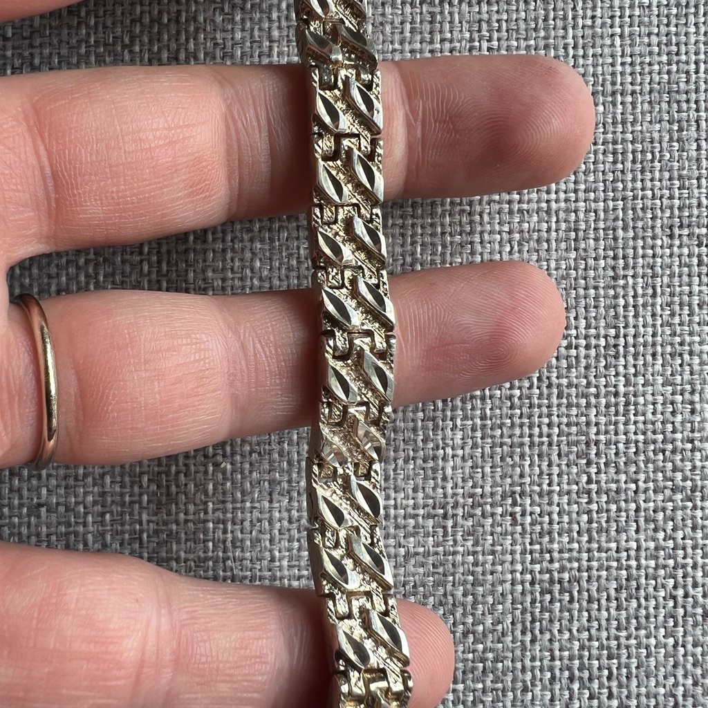 Textured Elegant Sterling Silver Link Bracelet 6.75" 31.1g